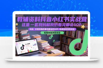 教辅资料抖音小红书实战营，这是一套我妈和我奶看完都会的SOP，低成本低风险创业(更新)
