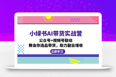 小绿书AI带货实战营：公众号+视频号联动，教会你选品带货，助力副业增收