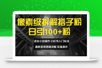 像素级拆解搭子粉，日引100+，小白看完可上手，最新变现思路详解【揭秘】