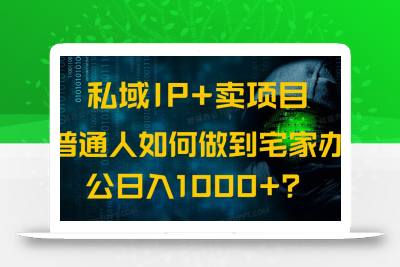 私域IP+卖项目，普通人如何做到宅家办公实现日入1000+