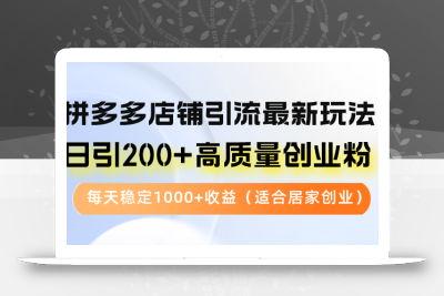 拼多多店铺引流最新玩法，日引200+高质量创业粉，每天稳定1000+收益(…