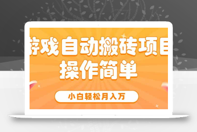 游戏自动搬砖项目，小白轻松月入万，操作简单