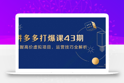 拼多多打爆课第 43 期，掌握高价虚拟项目，运营技巧全解析(15节