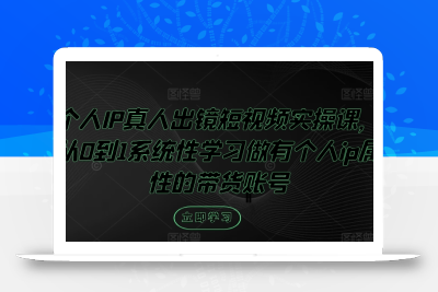 个人IP真人出镜短视频实操课，从0到1系统性学习做有个人ip属性的带货账号