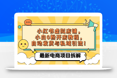 小红书电商，小白虚拟类目店铺教程，被动收益+私域引流