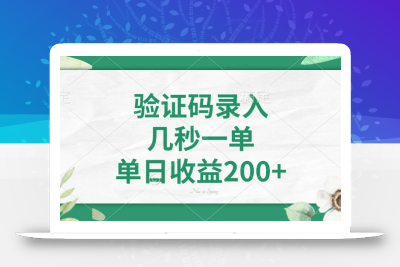 验证码录入，几秒一单，单日收益200+