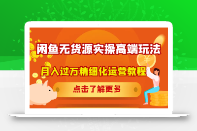 闲鱼无货源实操高端玩法，月入过万精细化运营教程