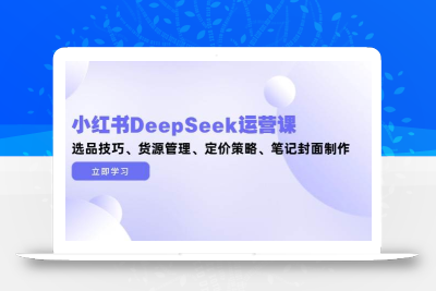 小红书DeepSeek运营课，选品技巧、货源管理、定价策略、笔记封面制作