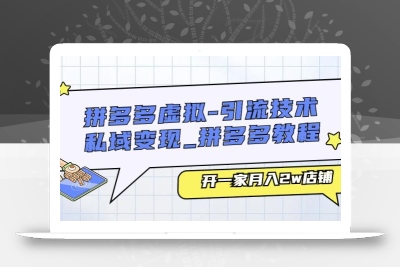 拼多多虚拟-引流技术与私域变现_拼多多教程：开一家月入2w店铺