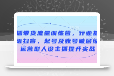 直播带货流量训练营，行业基础术语扫盲，起号及账号破层级，运营型人设主播提升实战
