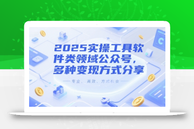 2025实操工具软件类领域公众号，多种变现方式分享