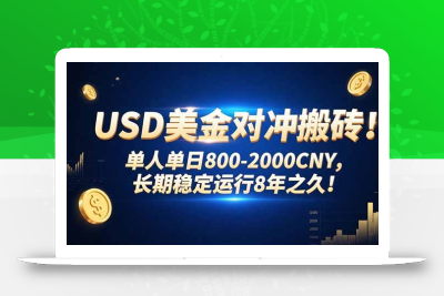 USD美金对冲搬砖!单人单日800-2000CNY，长期稳定运行8年之久!