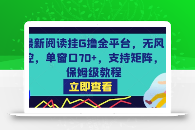 最新阅读挂G撸金平台，无风控，单窗口70+，支持矩阵，保姆级教程【揭秘】