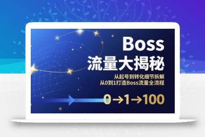 Boss流量大揭秘，从起号到转化细节拆解，从0到1打造Boss流量全流程