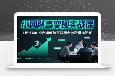 小团队高变现实战课，3天打造IP资产增值与互联网全链路赚钱闭环(第二期)