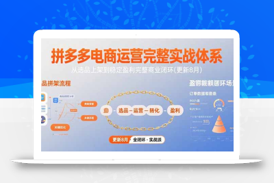 拼多多电商运营完整实战体系，从选品上架到稳定盈利完整商业闭环(更新8月