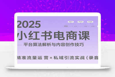 2025小红书电商课：解析算法，创作高转化内容，助力卖家获取流量实现变现(录音)