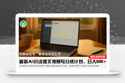 最新AI小说推文视频号分成计划，新手小白也能当天日入500+教程